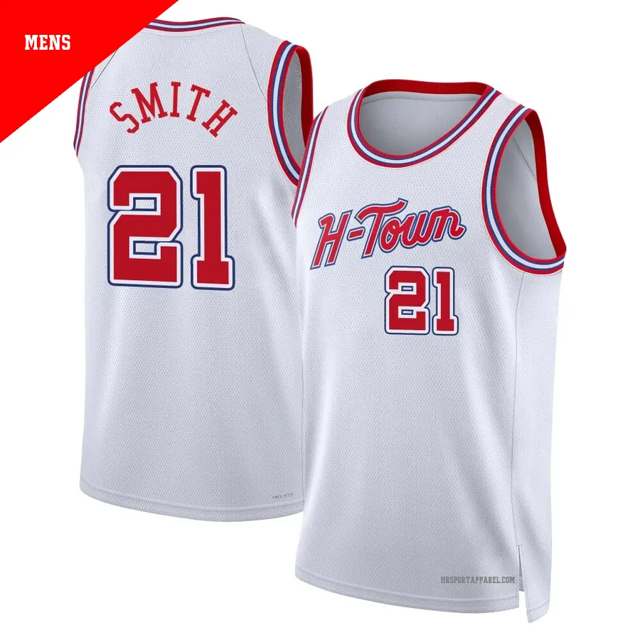 ＃21 Men's Tyler Smith Houston Rockets 2023/24 Swingman White City Edition Jersey