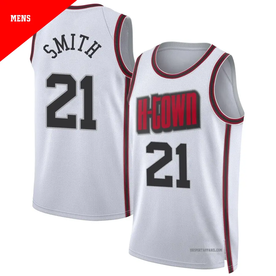 ＃21 Men's Tyler Smith Houston Rockets 2024/25 Swingman White City Edition Jersey