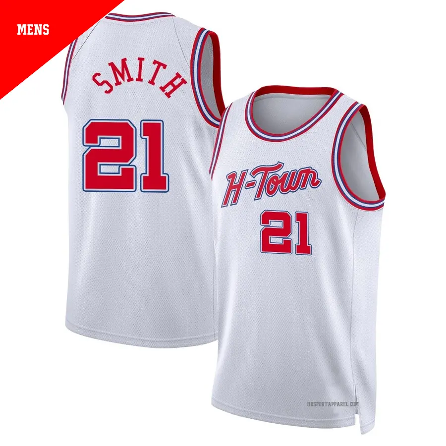 ＃21 Men's Tyler Smith Houston Rockets 2025/26 Swingman White City Edition Jersey