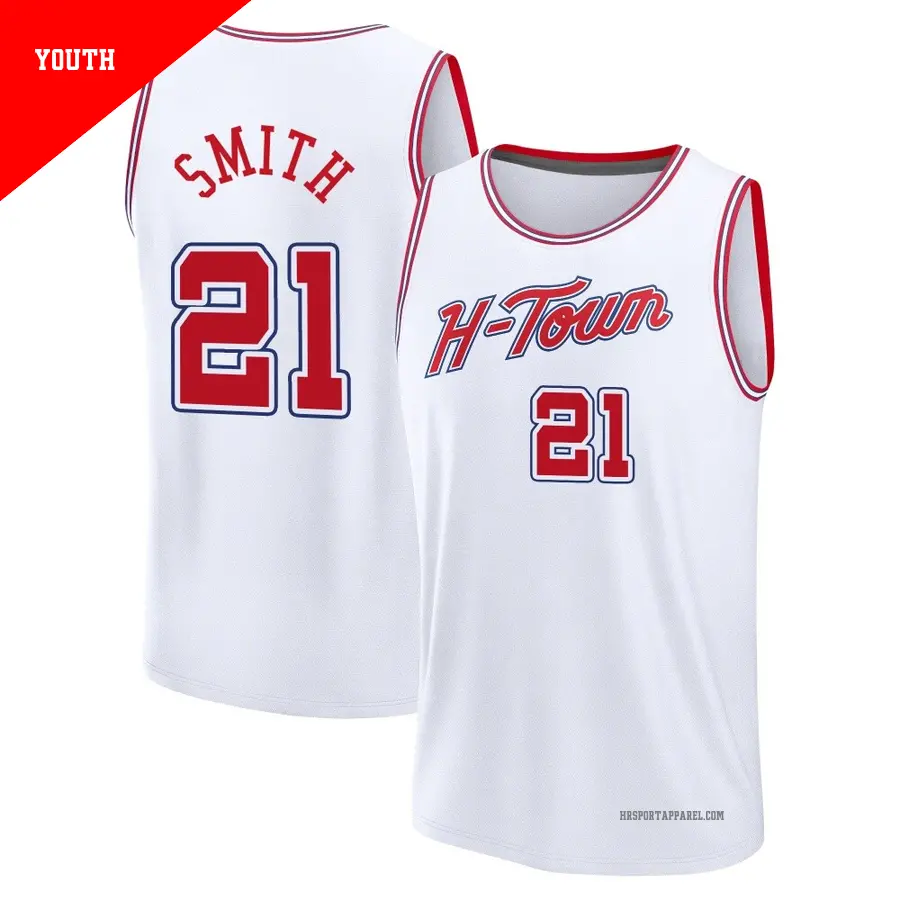 ＃21 Youth Tyler Smith Houston Rockets 2023/24 Fast Break White City Edition Jersey